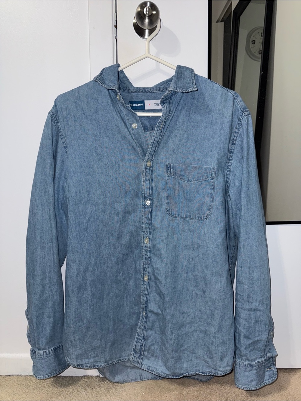 Old Navy Men's Medium Blue Denim Button-Up Shirt